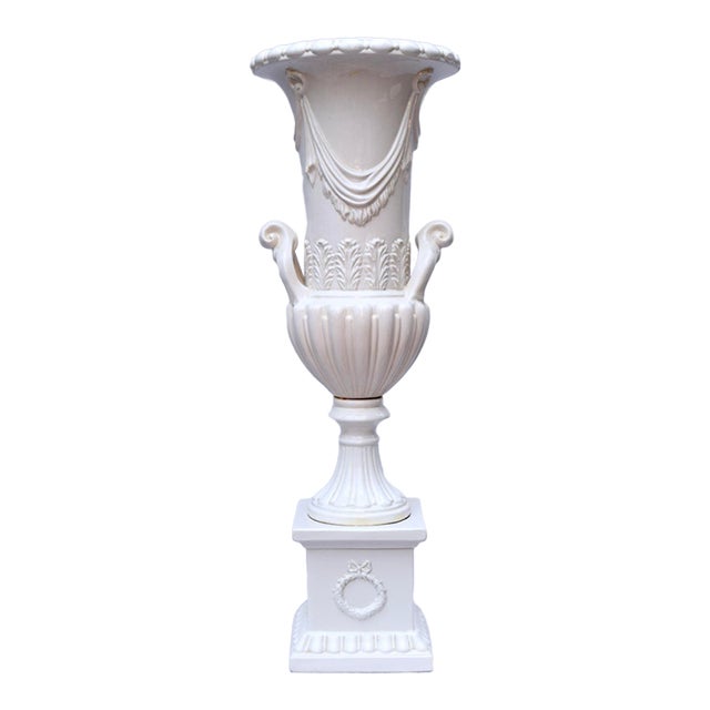 Monumental Ardalt Impero Blanco Pedestal Vase, Romanesque Design, 1950's, Italy, # 5929 For Sale