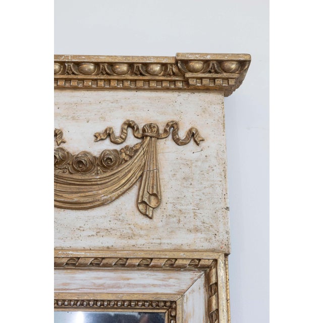 Late 18th Century Late 18th Century Swedish Gustavian Period Trumeau Mirror with Swag and Roses For Sale - Image 5 of 7