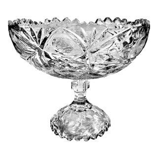 Brilliant Cut Lead Crystal Compote Centerpiece - Late 20th Century For Sale