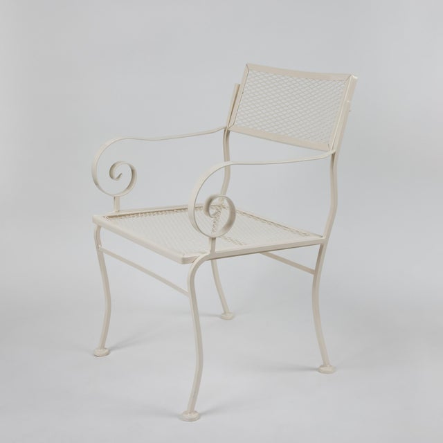 Vintage Iron Outdoor Dining Chairs W/ Metal Mesh Seats + Backs | Set of 8 For Sale - Image 12 of 14