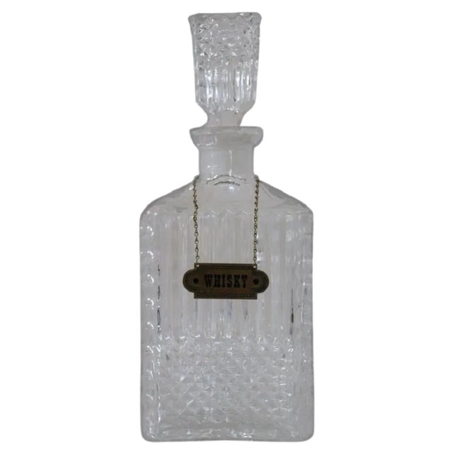 Italian Glass Whiskey Bottle, 1980s For Sale