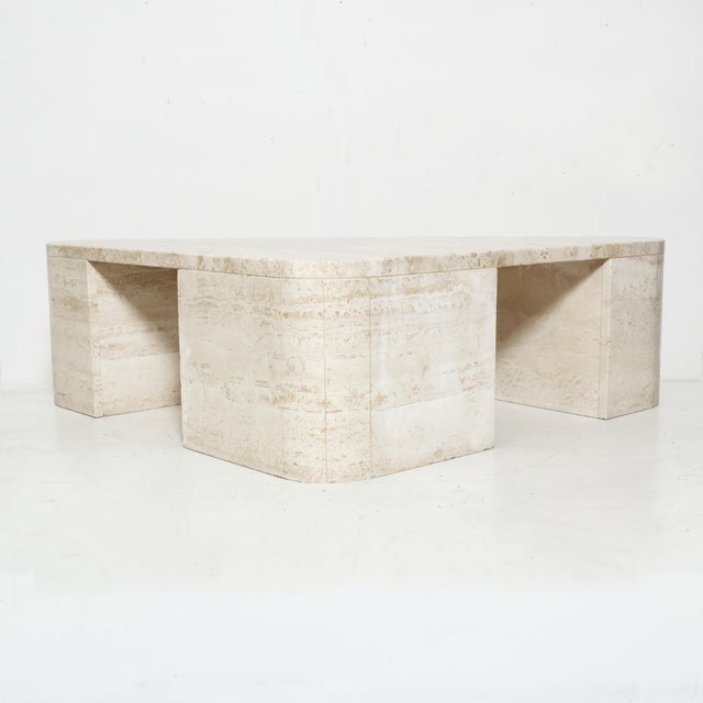 Triangular Travertine Table, 1970s For Sale - Image 6 of 18