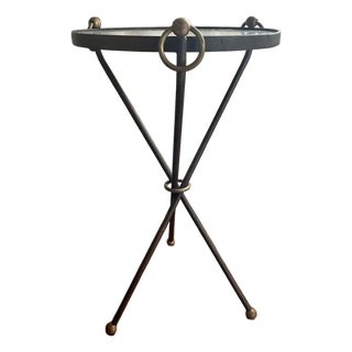 Wrought Iron Side Table With Mercury Glass Top by Diego Giacometti For Sale