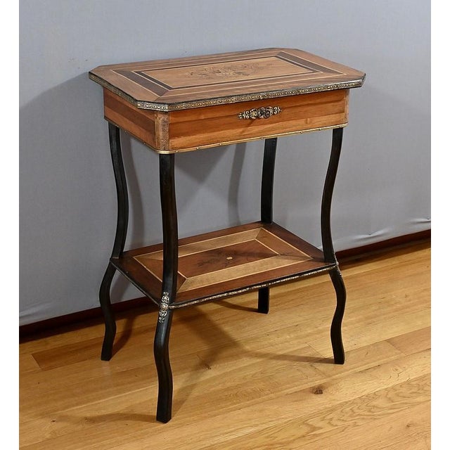 Napoleon III Style Marquetry Worktable For Sale - Image 3 of 18