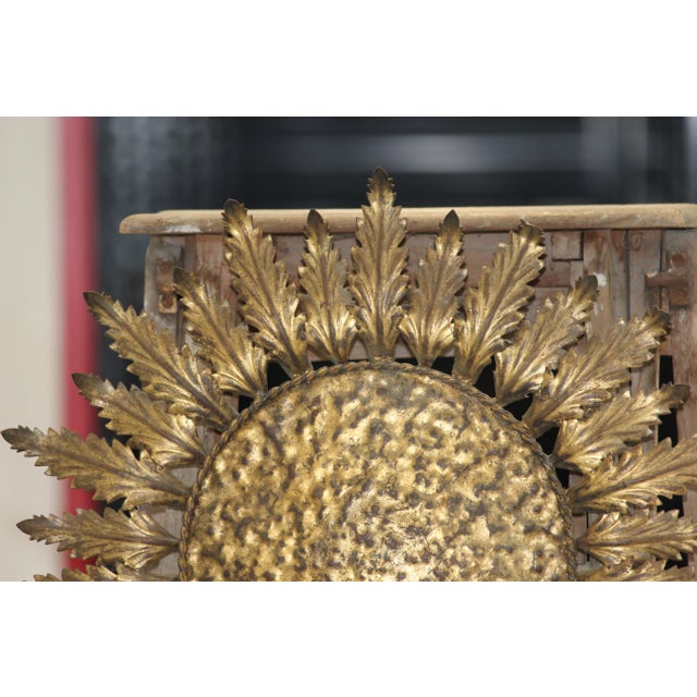 Gilt Sun Wall or Ceiling Light, France, 1950s For Sale - Image 6 of 18