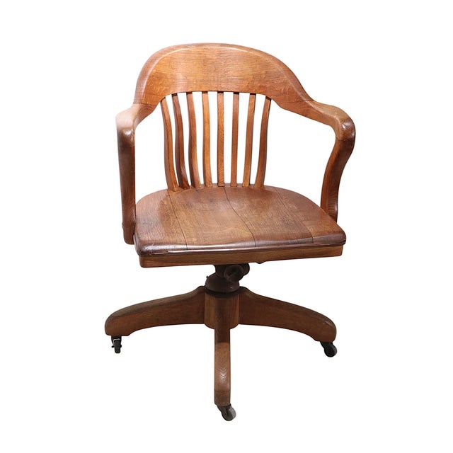 Vintage Bank of England Jury Style Swivel Tilt Office Desk Chair by Marcy- Morris For Sale - Image 11 of 17