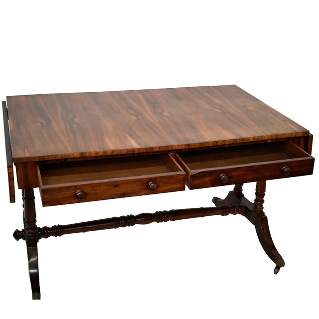 Antique English Regency Rosewood Writing Desk, Sofa Table For Sale In West Palm - Image 6 of 6