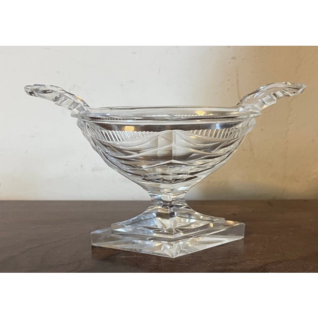 Antique 19th century Georgian Anglo Irish cut glass / crystal salt cellar. Unusual form with handles at each side....