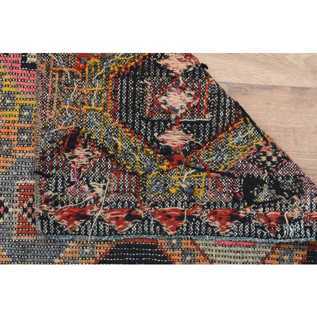 Textile 1970s Vintage Turkish Oushak Handmade Wool Cotton Colorful Runner Rug For Sale - Image 7 of 11
