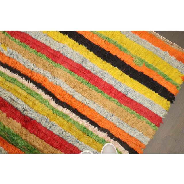 Striped Vintage Zabihi Collection Turkish Tulu Carpet - 5'7" x 7'11" For Sale In New York - Image 6 of 7