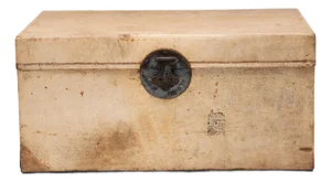 Chinese Blonde Hide Storage Trunk, C. 1800