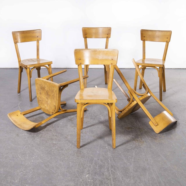 French Honey Beech Bentwood Dining Chair from Baumann, 1950s For Sale - Image 3 of 17
