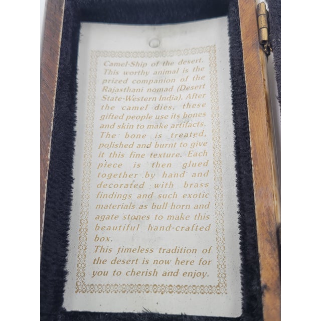 Vintage Indian Camel Bone & Brass "Ship of the Desert" Trinket Box For Sale - Image 11 of 12