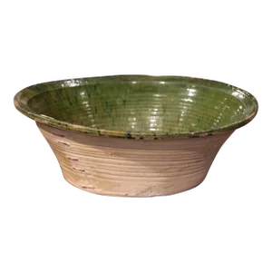 18th Century French Green Glazed Terracotta "Tian" Bowl From Provence
