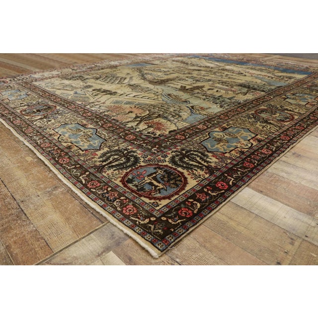 Antique Persian Tabriz Pictorial Rug - 09'04 X 11'06 For Sale In Dallas - Image 6 of 9