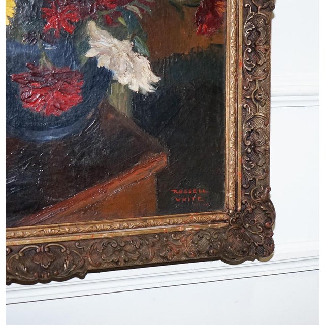 Russel White, Still Life with Floral Bouquet, 1953, Painting, Framed For Sale - Image 4 of 12