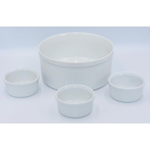 1970s 1970s Dansk Bistro 4pc Christianshavn Ribbed Ramekins & Soufflé Casserole Dish For Sale - Image 5 of 7