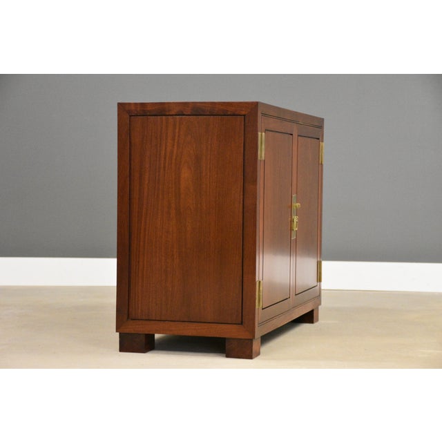 Modern 1970s Solid Mahogany and Brass Chest Credenza For Sale - Image 3 of 10