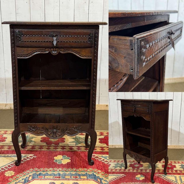 Oak bookcase with one drawer, early 20th century Louis XV style - W=65cm D=34cm H=1.03m