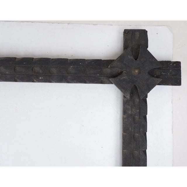 Late 19th Century Antique Hand Carved Folk Tramp Art Wood Picture Frame For Sale - Image 5 of 6