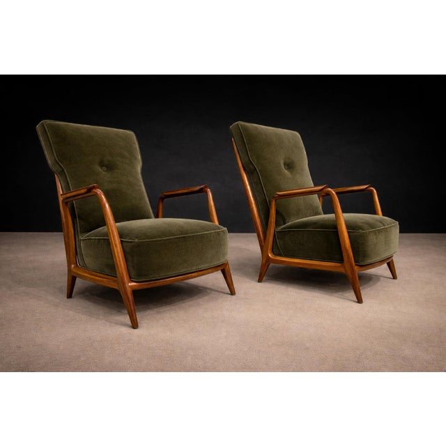 Pair of Armchairs in Pau Marfim & Olive Green Mohair, Giuseppe Scapinelli, Brazil, 1950s — Lot 196-584 For Sale - Image 11 of 17