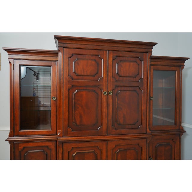 Wood Mahogany Large 3 Section Tv Entertainment Bookcase Unit For Sale - Image 7 of 12