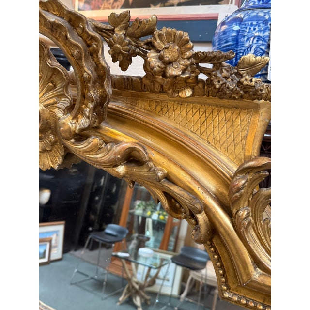Wood Louis XVI-Style Giltwood Trumeau Mirror For Sale - Image 7 of 12
