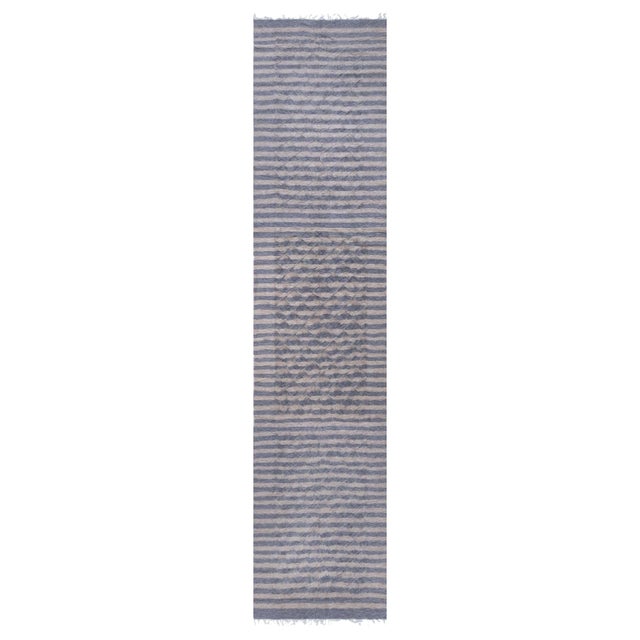 Textural Stripe Modern Goat Hair Runner by Doris Leslie Blau For Sale