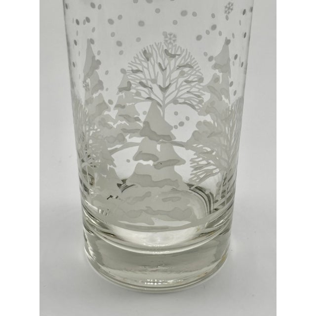 Vintage Libbey "Pines" Etched & Gold Rimmed Winter Scene Highball Glasses Set of 4 For Sale - Image 12 of 17