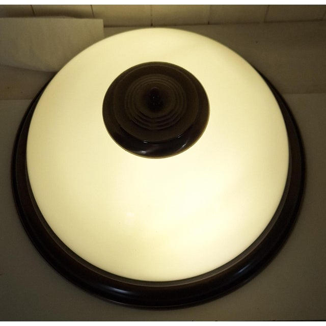 Metal Vintage Ceiling Lamp with a Patinated Brass Frame and Opaque White Glass Shade by Honsel, 1990s For Sale - Image 7 of 9