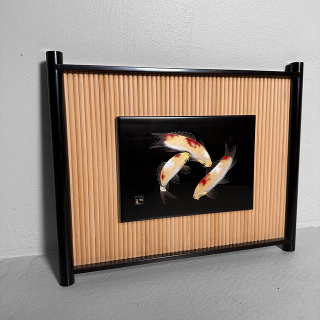 Wood Wajima Lacquer Panel with Koi, 1970s For Sale - Image 7 of 18