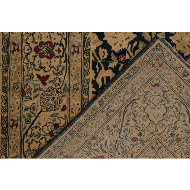 Textile Late 19th Century Hand-Knotted Antique Agra Rug in Blue, Gold and Red Floral Pattern For Sale - Image 7 of 7