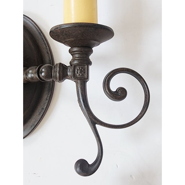 Coffee Vintage Bordeaux Bronze Rust Finish Wall Sconces - Set of 3 For Sale - Image 8 of 15