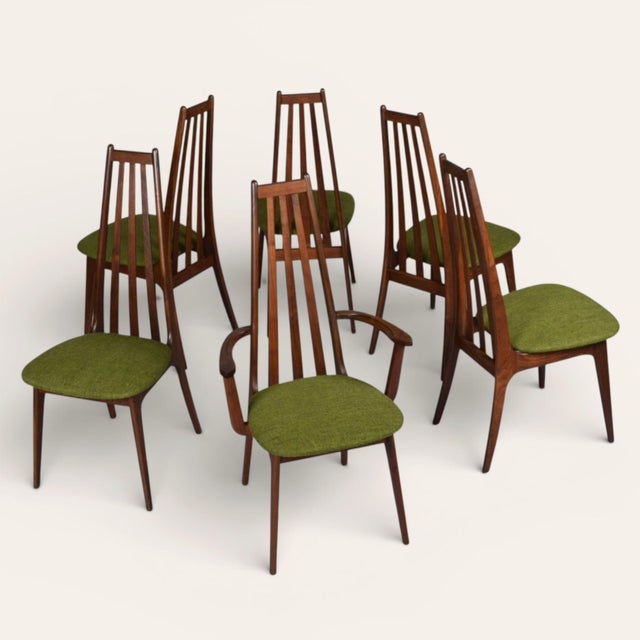 Henry P. Glass High Back Dining Chairs With Original Green Fabric For Sale - Image 14 of 15