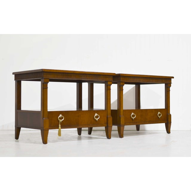 Transitional Mid Century Transitional Side Tables by Baker Furniture- A Pair For Sale - Image 3 of 13