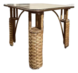 Vintage Art Deco Wicker Card Game Table