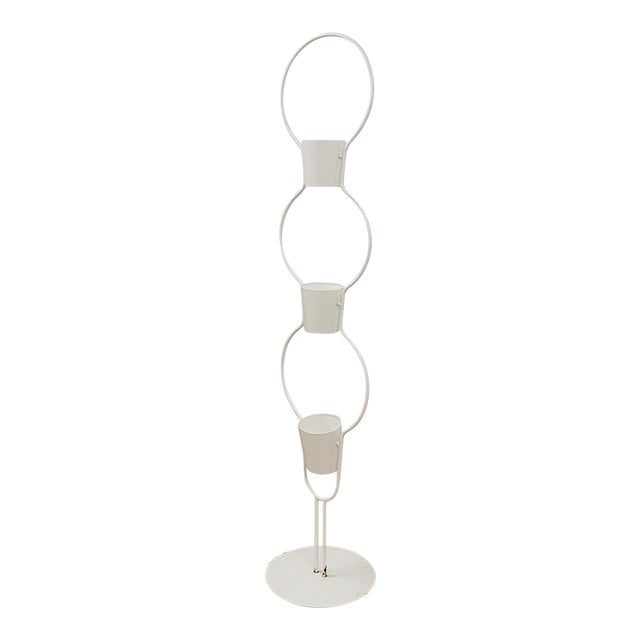 Vintage MCM 3-Tier White Plant Stand Retro Mid-Century Modern Display For Sale