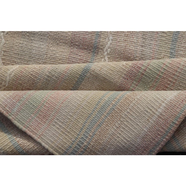 Vintage Turkish Kilim With Soft Pastel Stripes in Sage, Blush, and Sky Blue For Sale - Image 9 of 10