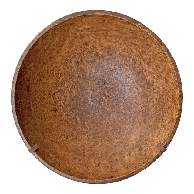 18th Century Early American Turned Ash Burl Bowl on Custom Wall Mount For Sale