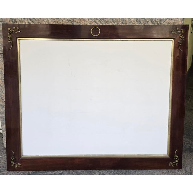 Art Nouveau Mahogany Picture Frame with Brass Floral Mounts, Austria, 1900s For Sale - Image 9 of 10