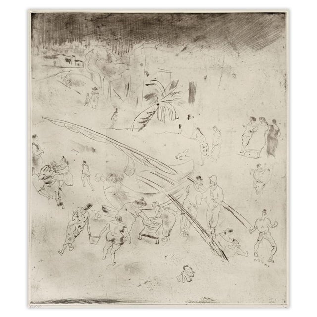 1980 Jules Pascin Port Maltais II Etching For Sale - Image 4 of 4