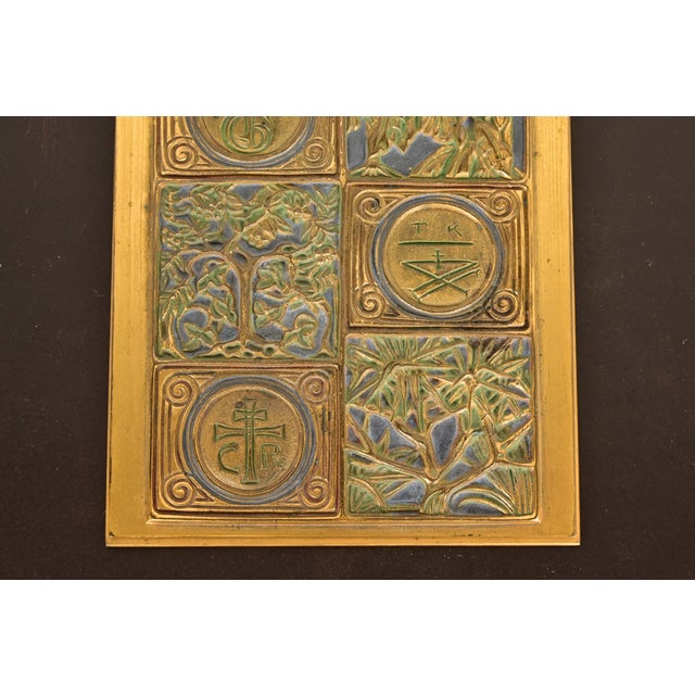 Tiffany Studios New York Bookmark Pattern Bronze Doré and Enamel Notepad Holder For Sale In South Bend - Image 6 of 14