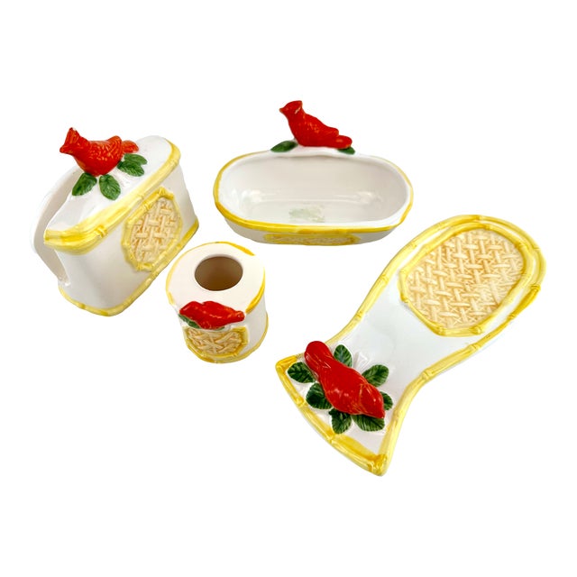 1960s Mid-Century Hand Painted Kitchen Decor, Set of 4 For Sale