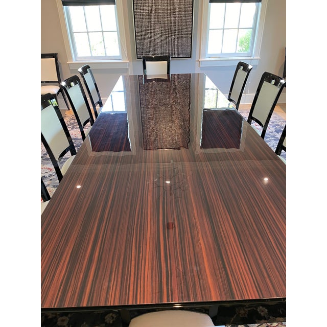 Art Deco 1950sArt Deco Macassar Dining Table / 10 Chairs For Sale - Image 3 of 6