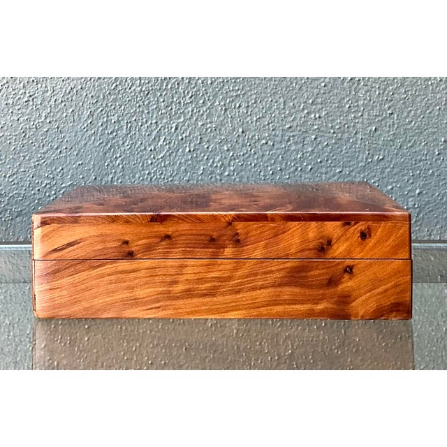 Vintage Burl Wood Lidded Box For Sale - Image 4 of 12