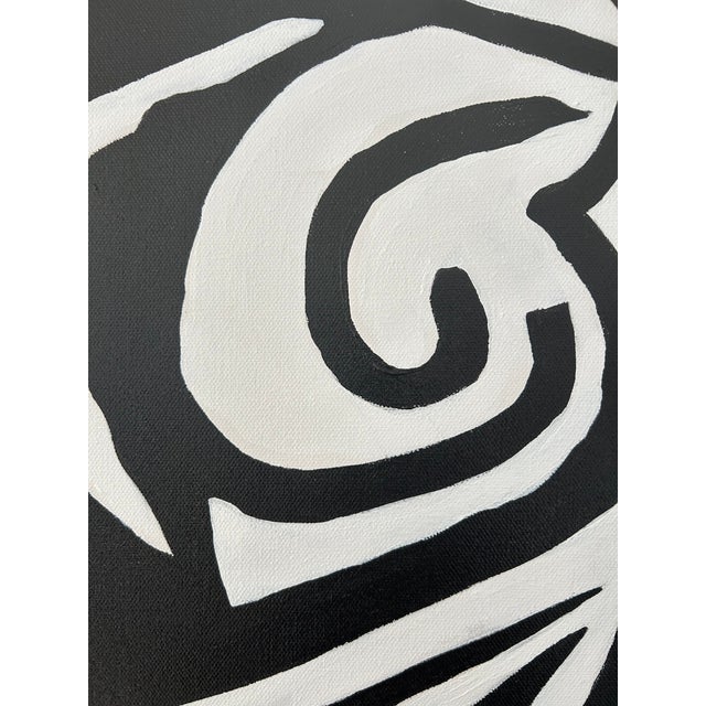 Large Abstract Black and White Painting With Tribal Vibe For Sale In Philadelphia - Image 6 of 7