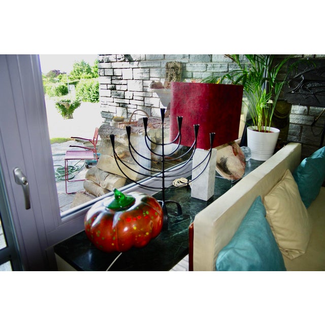 Metal Large Swedish Wrought Iron Menorah, 1950s For Sale - Image 7 of 11