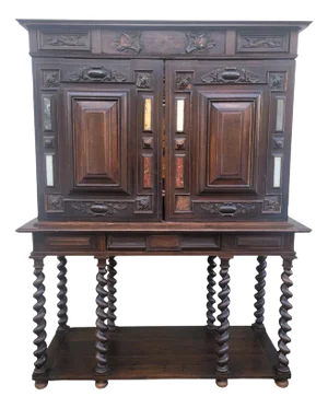 Large 19th Century Cabinet with Theater on Base, Holland