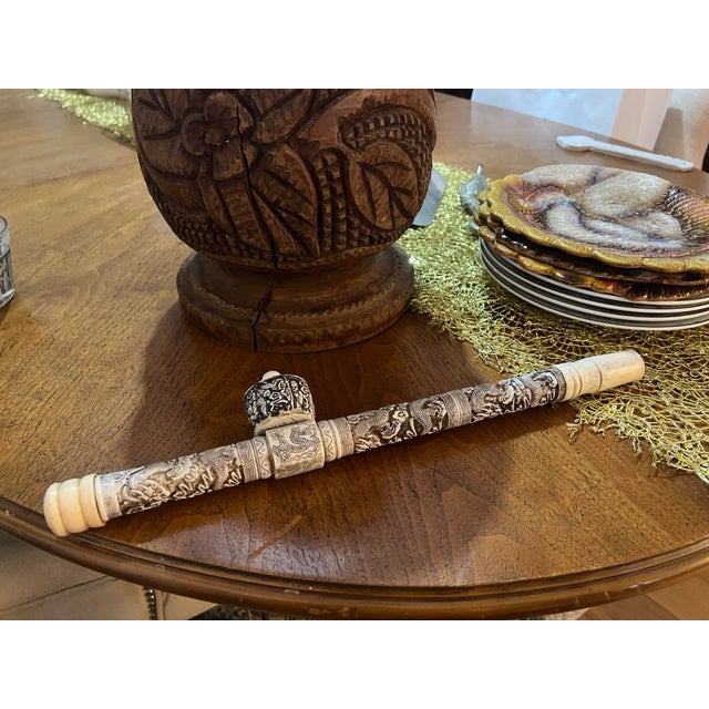 1970s Chinese Hand Carved Smoke Figure Statue For Sale - Image 4 of 4