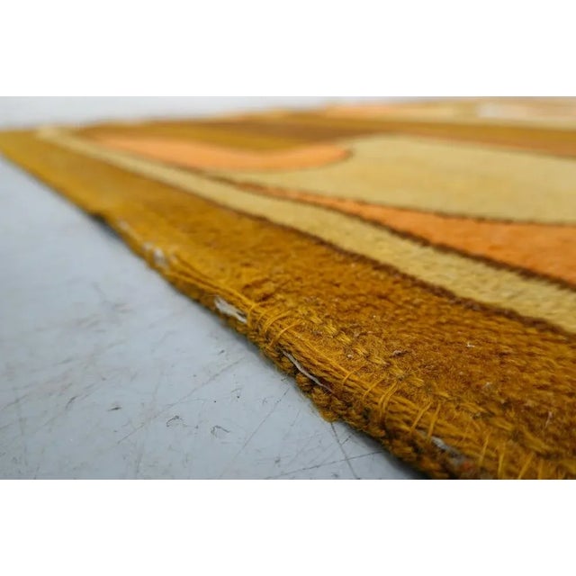 Abstract Orange, Yellow and Brown Wool Rug, 1970s For Sale - Image 3 of 8